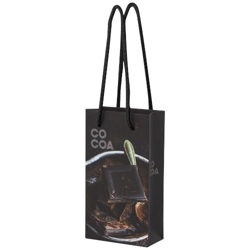 Sac en papier personnalisé petit modèle 9,5x4x17 cm Blanc / Noir
